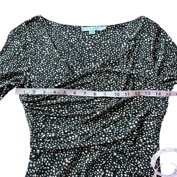 BODEN Rita Ruched Jersey Polka Dot Speckled Midi Dress - Picture 5 of 8